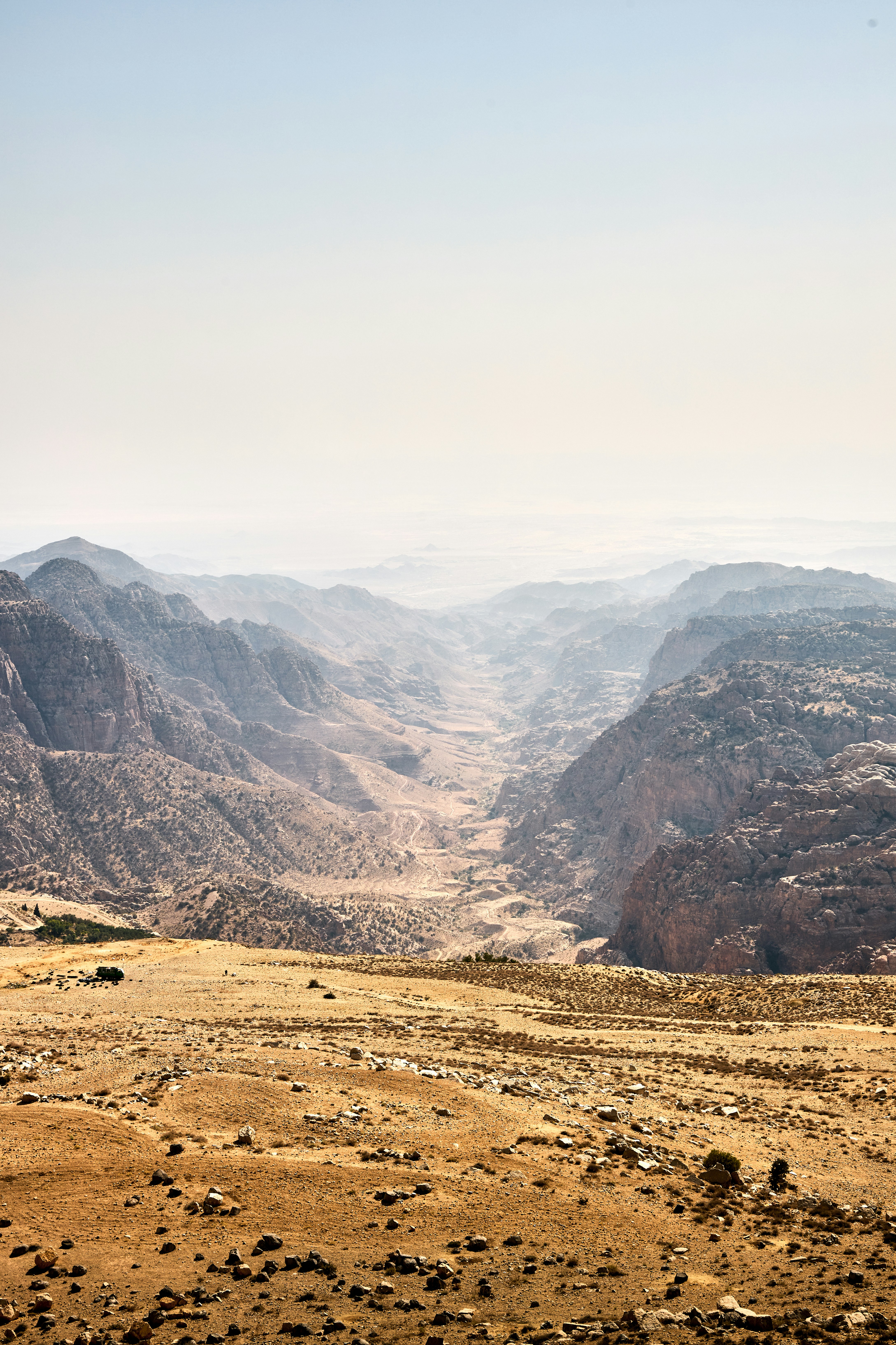 Panoramic valley view across Dana Biosphere Reserve, Jordan's largest nature reserve