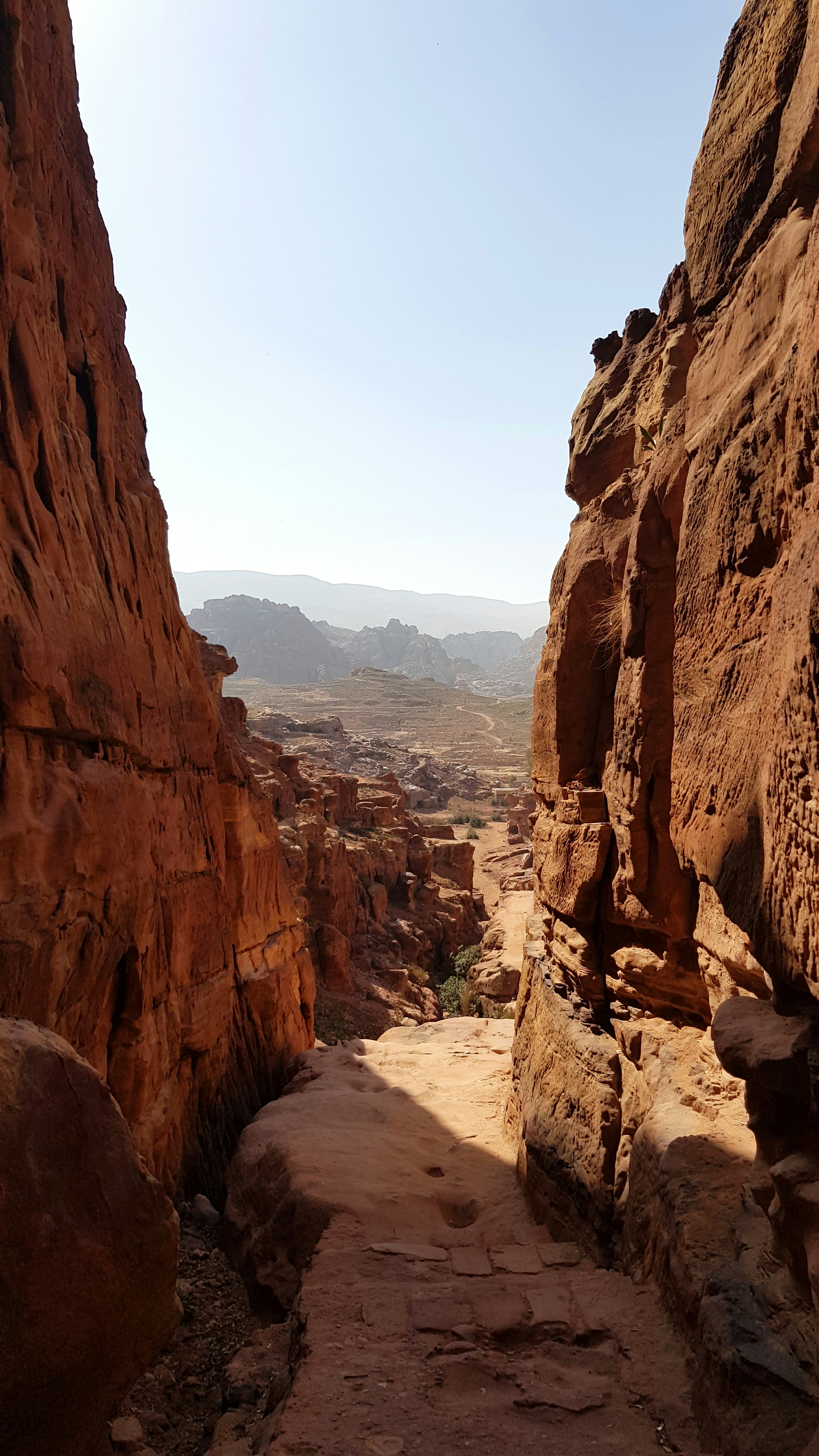 The narrow Siq canyon leading to Petra, Jordan
