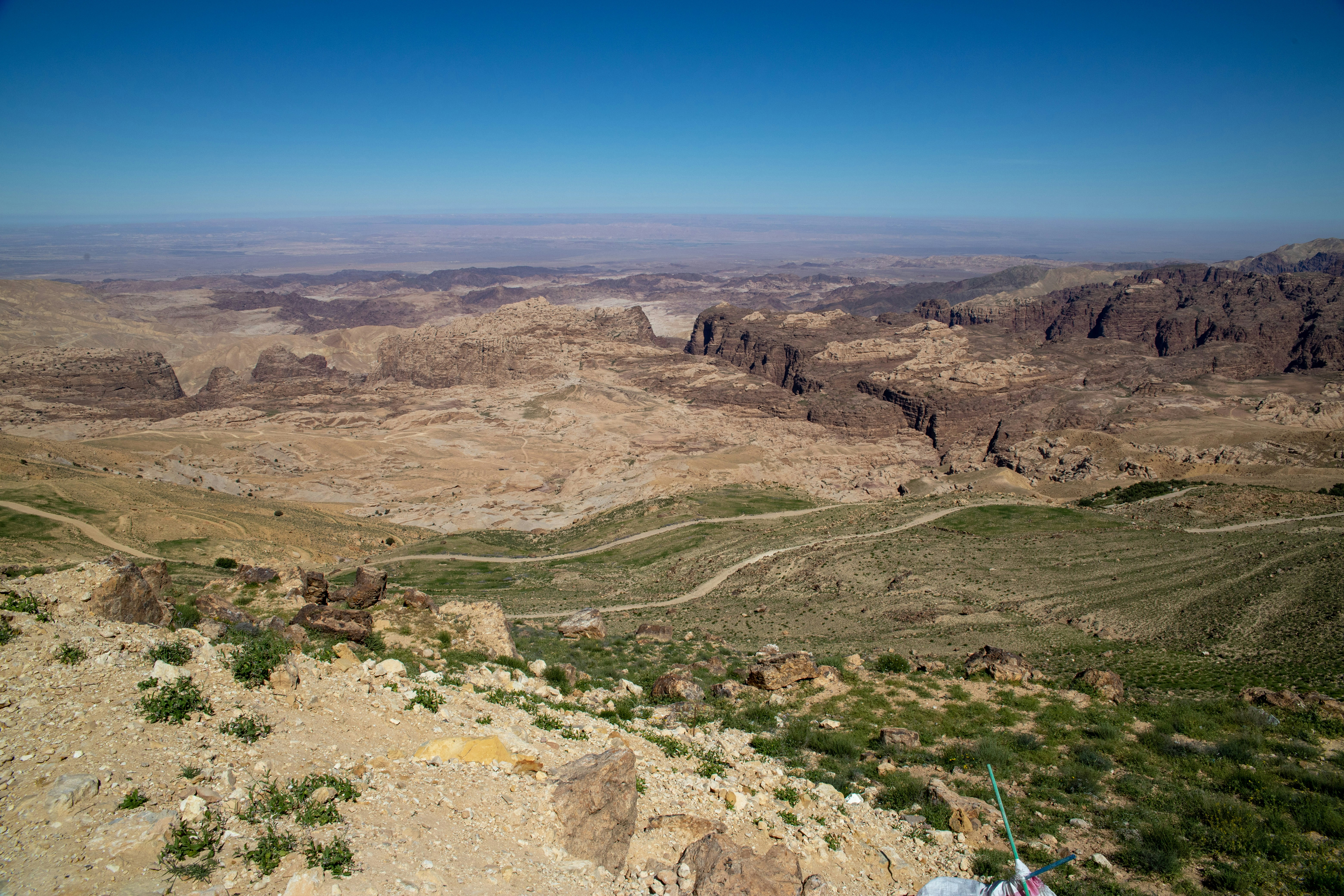 Panoramic view of the Jordan Rift Valley from the hilltop ruins of ancient Gadara, Umm Qais